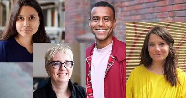 Portraitaufnahmen von Mithu Sanyal, Antje Schrupp, Tarik Tesfu und Lea Susemichel