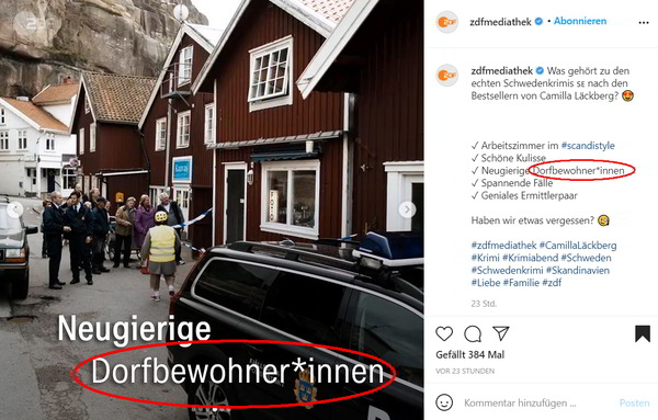 Instagrampost der ZDF-Mediathek mit Genderstern 