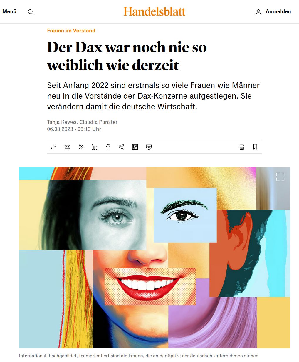 Screenshot: bunte Collage eines Frauengesichts, Augen, Mund, Nase usw. aus unterschiedlichen Zeichnungen und Fotos zusammengesetzt