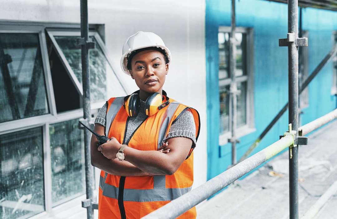 Stockfoto Ingenieurin Baustelle