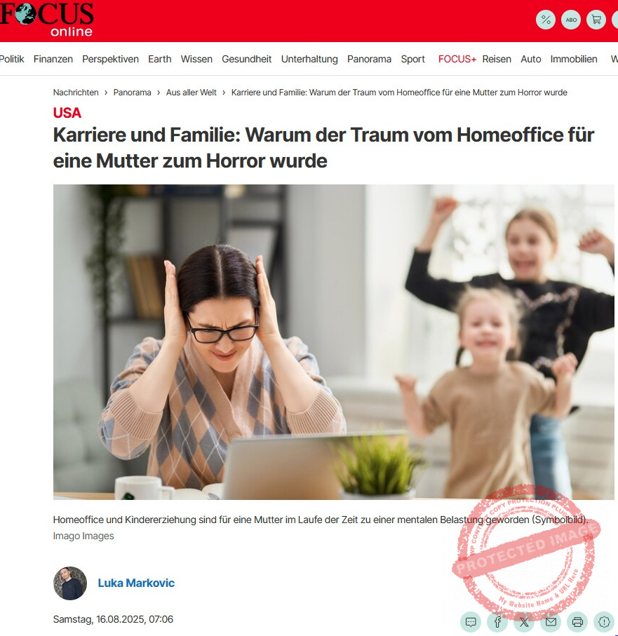 Screenshot Focus online_2025-08-16 Mutter am Laptop hält sich die Ohren zu, während zwei Kinder um sie herum toben