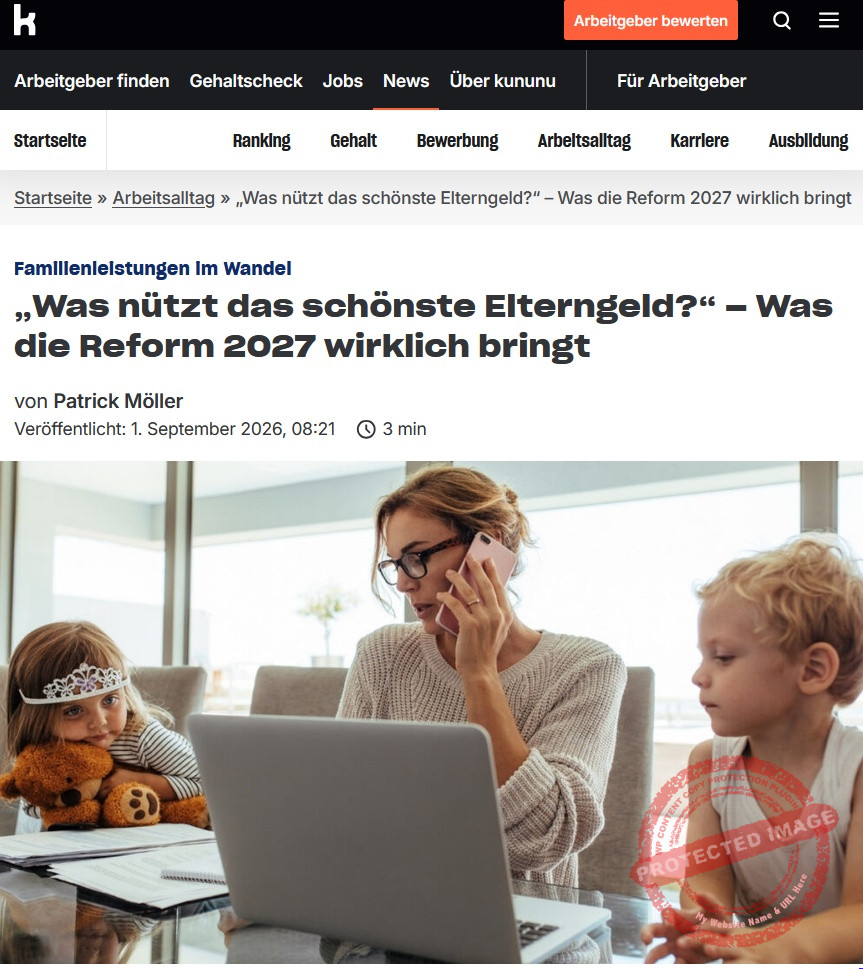 Screenshot Kununu_2026-09-01 Frau mit Laptop und Handy am Ohr sitzt m ir zwei kleinen Kindern am Schreibtisch